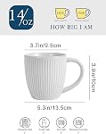 Tasses à café en céramique embossée 4-420mL Micro-ondes & Lave-vaisselle Coffre-fort blanc fait main tasses de café pour Latte Cappuccino Cocoa - Cadeau de mariage chaud à la maison