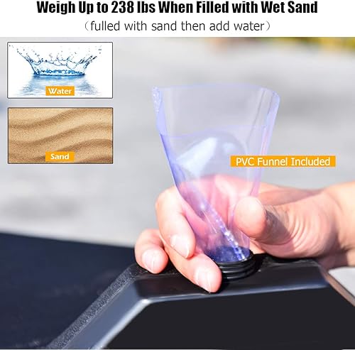 Miniatura 6 de Tangkula 4 soportes de peso para sombrilla voladiza para patio, 238 libras, peso relleno de arena y agua, 4 piezas de placa base de sombrilla para