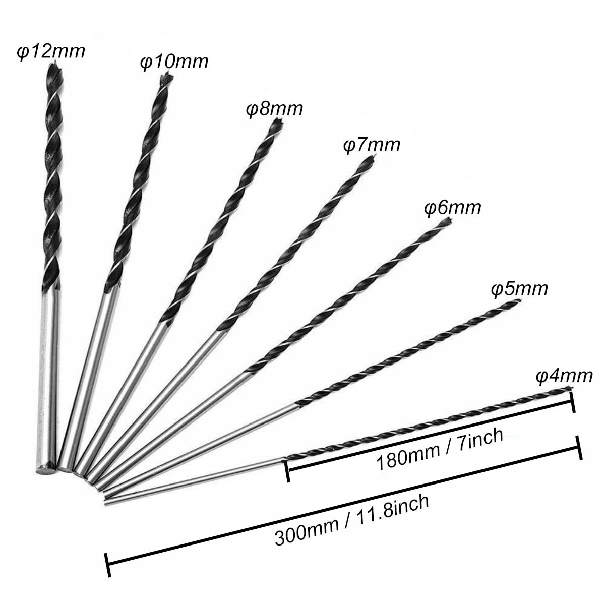Punte per Legno Lunghe Professionali 4, 5, 6, 7, 8, 10, 12 mm x 300 mm Punte Lunghe per Casseforme, per Legna