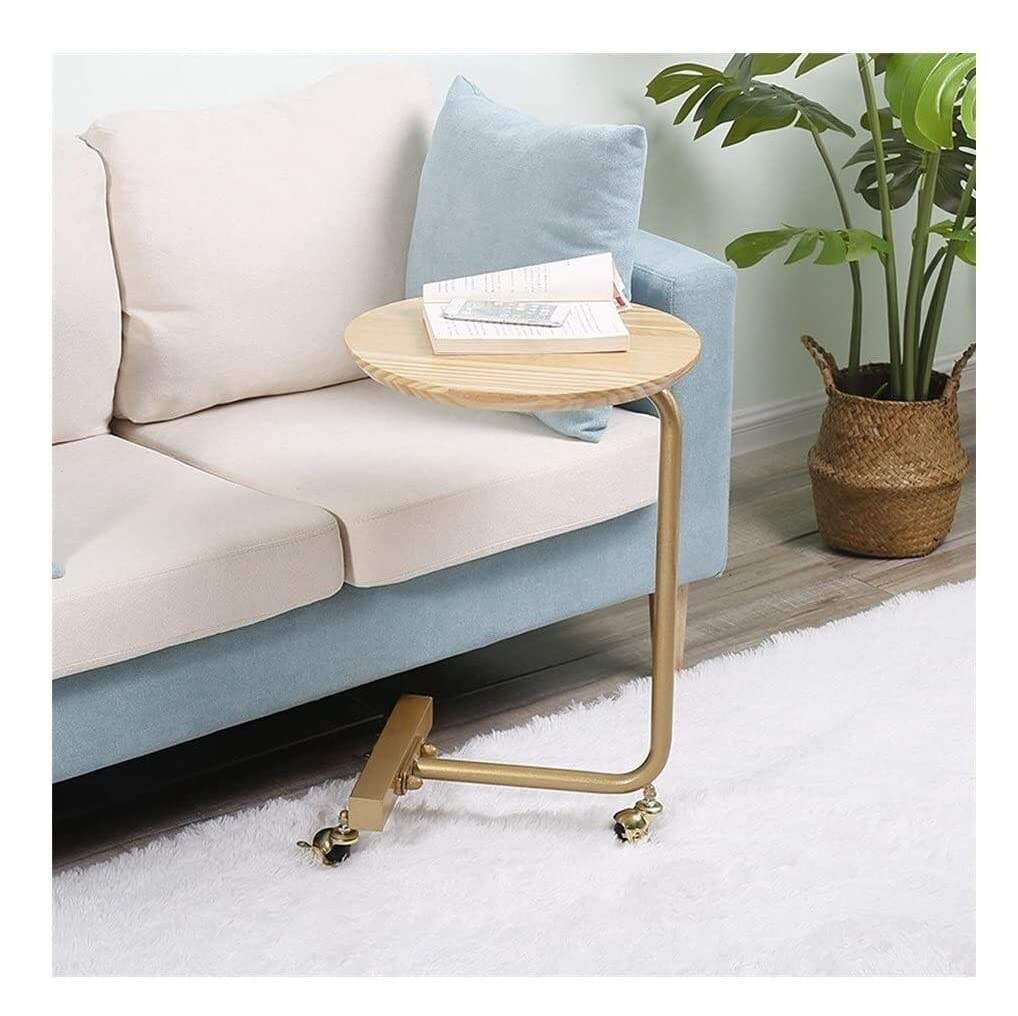 Table basse créative en fer forgé et pin massif avec freins pour salon