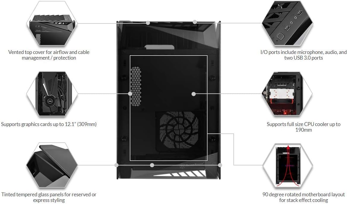 Silverstone Technology Mini-ITX Computer Case with Tempered Glass and Vertical Design LD03B