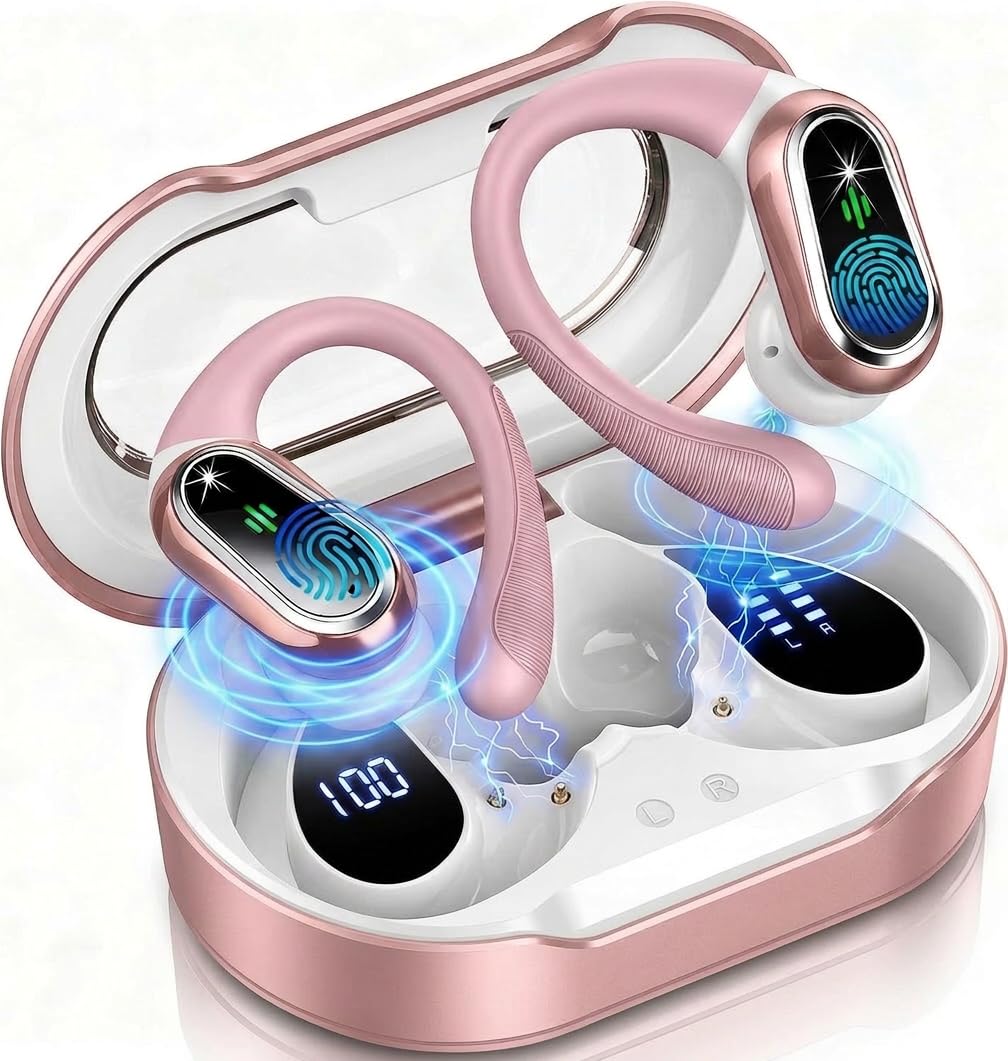 Rolosar Bluetooth Kopfhörer, Kopfhörer Kabellos Bluetooth 5.4 Sport tiefer Bass, 56 std Spielzeit In Ear Kopfhörer mit 4 ENC Noise Cancelling Mic, IP7 Wasserdicht Ohrhörer