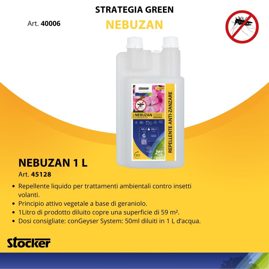 STOCKER Kit Antizanzare Completo 2L (1L Nebuzan + 1L Florifens) - Protocollo Barriera a Base di Estratti Vegetali per Giardino - Alta Concentrazione per Sistemi di Nebulizzazione