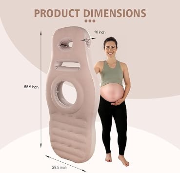 Inflatable Pregnancy Pool Float-Tummy Nest Pillow, Pregnancy Tanning Float for Prone Sleeping,Belly Mattress for Back & Hip Pain Relief Portable for Massage,Home,Trave,Gray