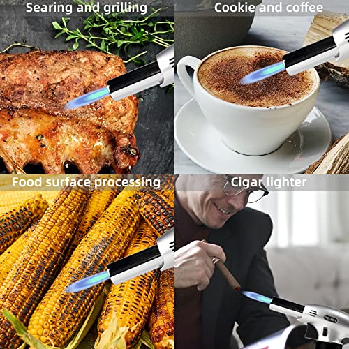 Hotdevil Butane Torch 6G Refillable Tank Cooking Kitchen Torch Lighter Fit All Butane Cartridge Blow Torch/W Safety Lock Adjustable Flame For Bbq Creme Brulee Dessert Baking (Butane Gas Not Include) #TOP5