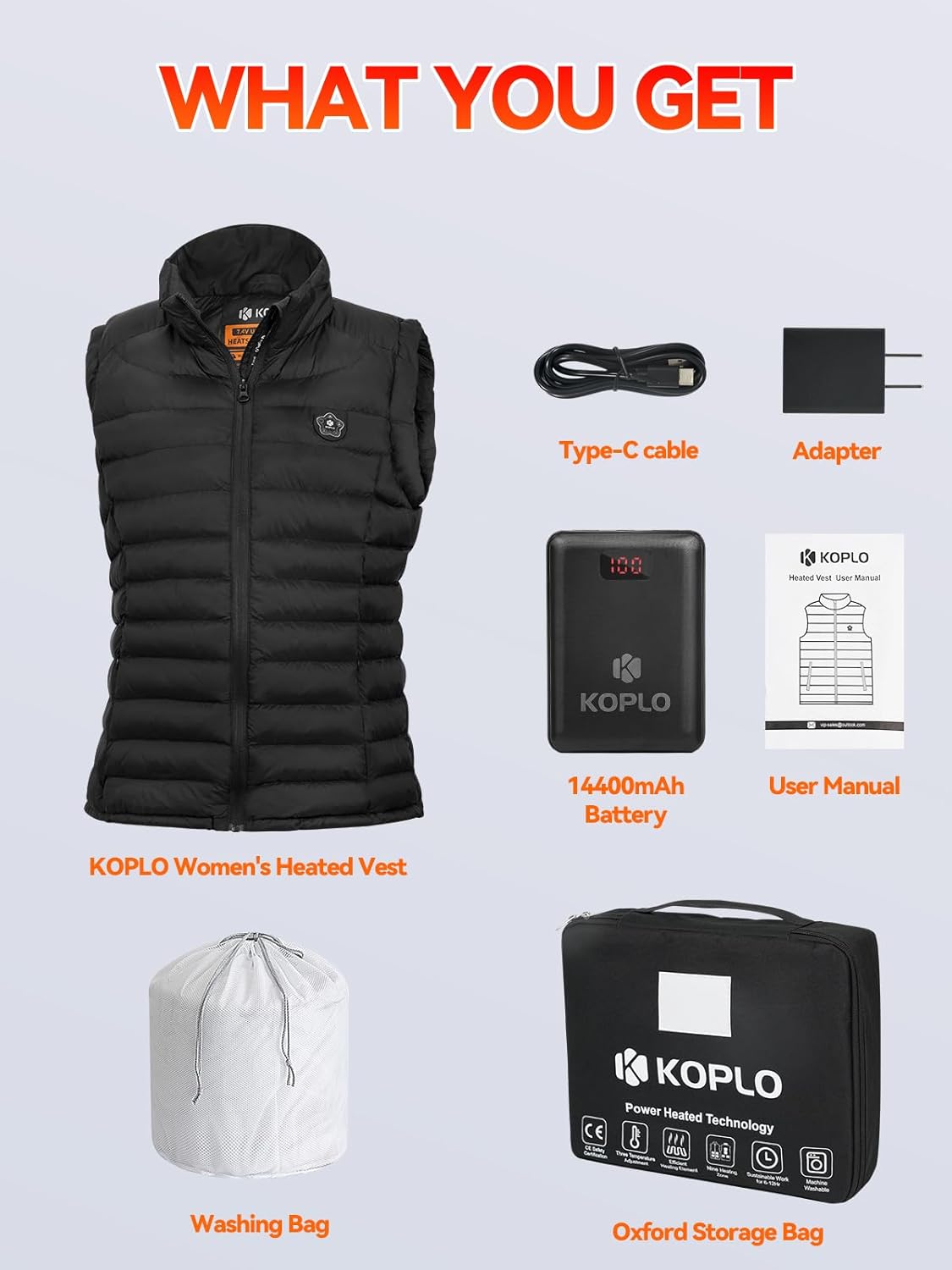 KOPLO Heated Vest for Men, 14400mAh Battery Pack with Lightweight Rechargeable Electric Heating Vest - Image 7