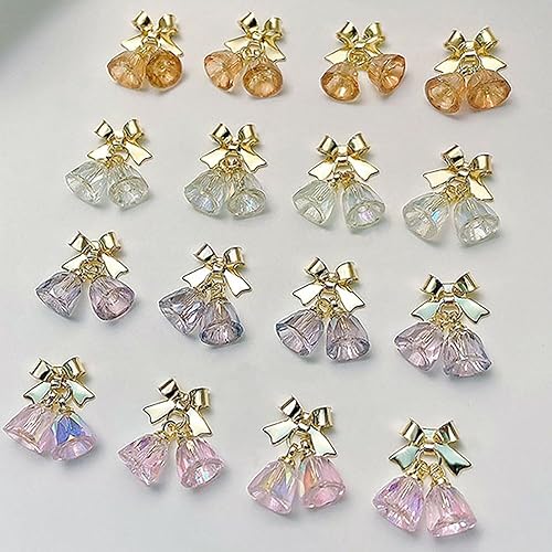 Miniatura 8 de Campanas de cristal de circón 3D, diamantes de imitación para uñas, dijes de uñas de Navidad, lazo de aleación, diamantes de imitación de cristal