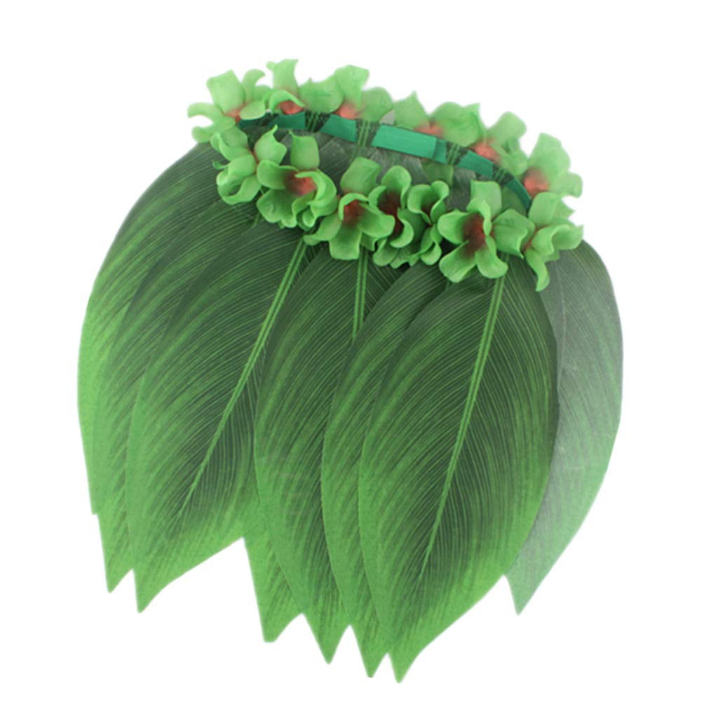 PretyZoom Hawaiian Tropical Hula Grass Skirt Luau Leaf Skirt for Beach Luau Party Supplies for Adults 28 Inch Colourful 70cm Green - Image 2