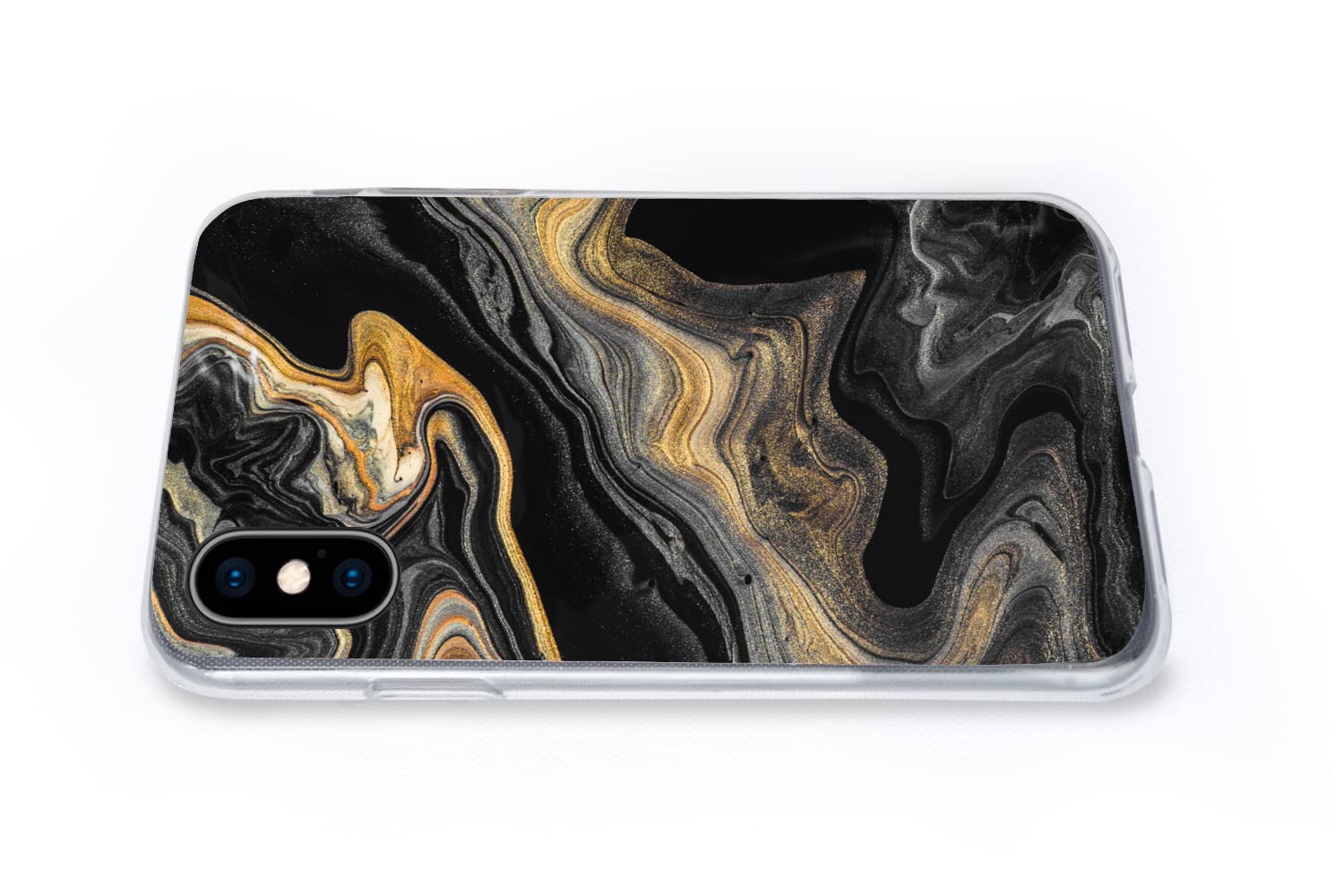 Funda para iPhone X - Mármol - Acrílico - Oro - Lujo - Abstracto - Funda de Silicona/Funda Blanda para teléfono móvil