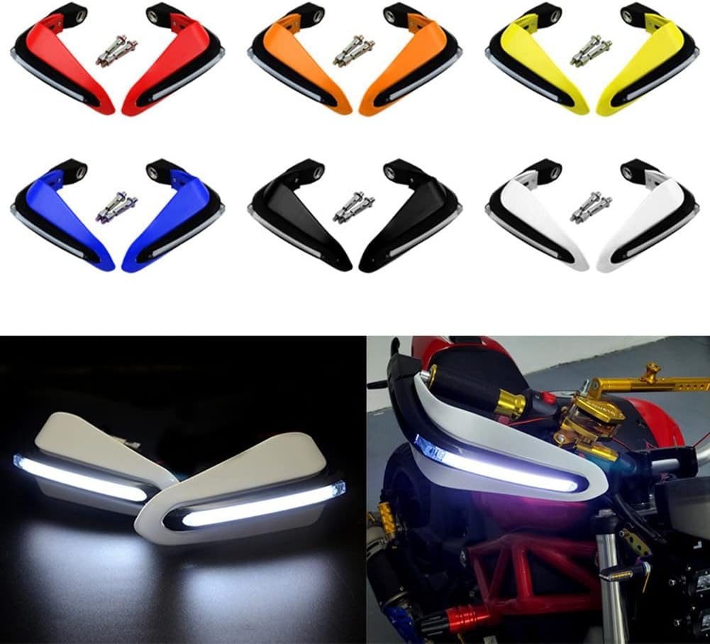 Zcargel 1 Pair Handlebar Guards, Motorcycle Modification Accessories Led Light Hand Guard Windshield Motorcycle Universal Handguards Dirt Bike Hand Guards with Drl Running Light/bar End Plugs