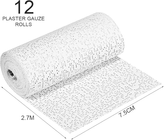 Plaster Cloth Rolls Plaster Cast Bandage Kit 12 Pack of Bandages for Art Crafts Modelling Moulds