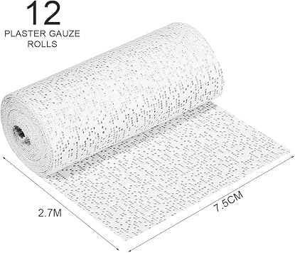Plaster Cloth Rolls Plaster Cast Bandage Kit 12 Pack of Bandages for Art Crafts Modelling Moulds