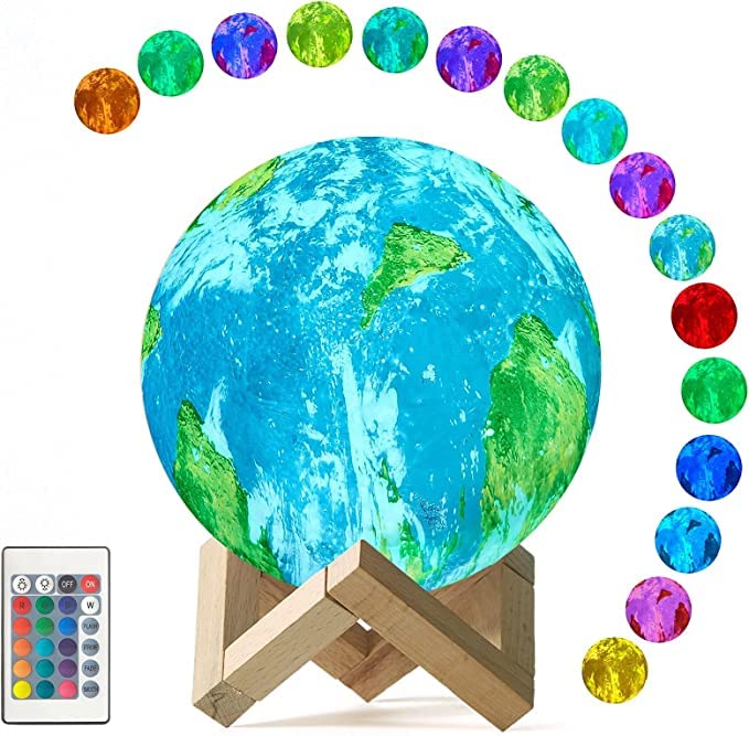 MADRIC Earth Lamp 16 Colors 3D Print LED Earth Light with Stand