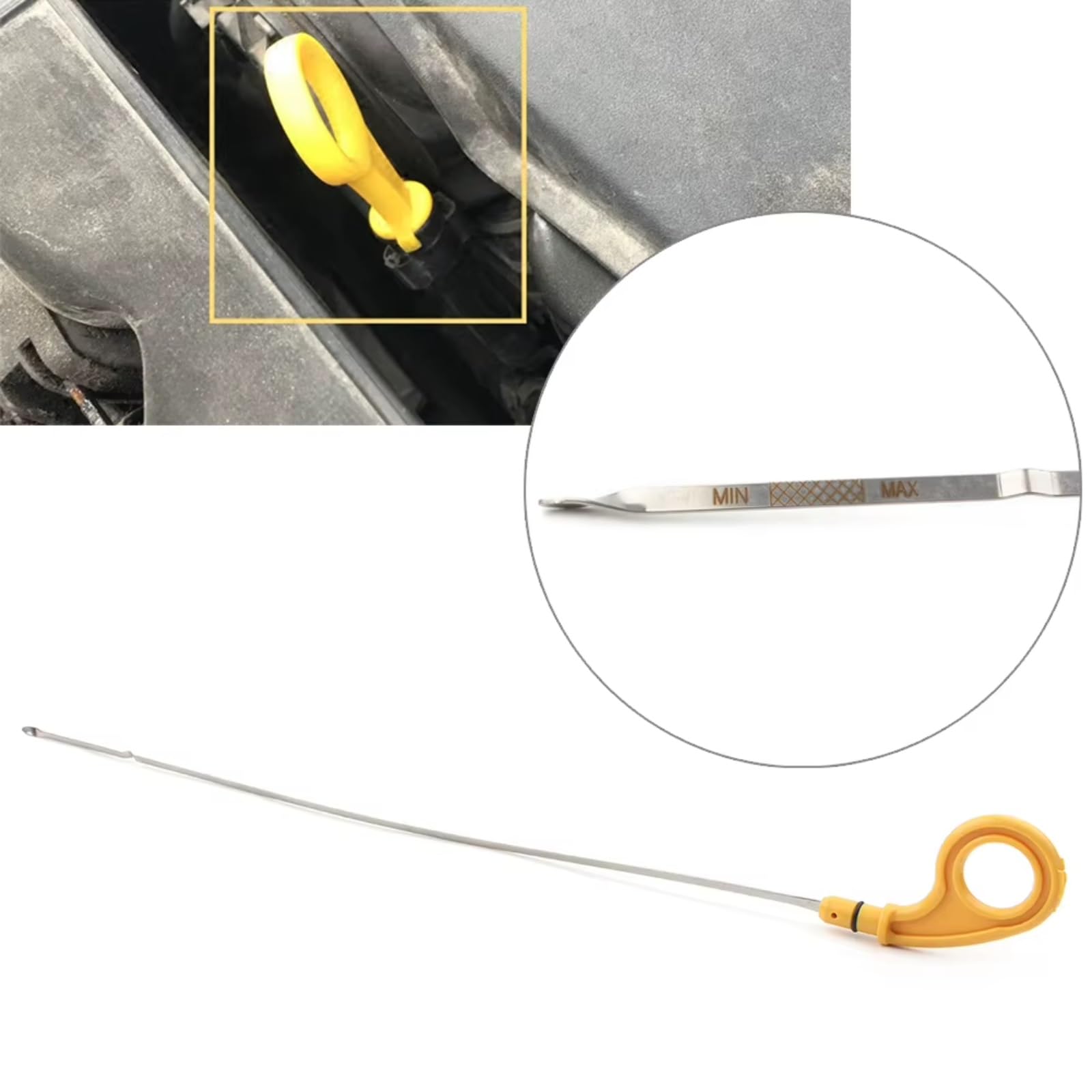 Asta di Livello Olio Motore per Mini, Cooper, R50, R53 2002, 2003, 2004, 2005, 2006, 2007, 2008. Codice Asta di Livello Olio Motore Auto: 11437510798.