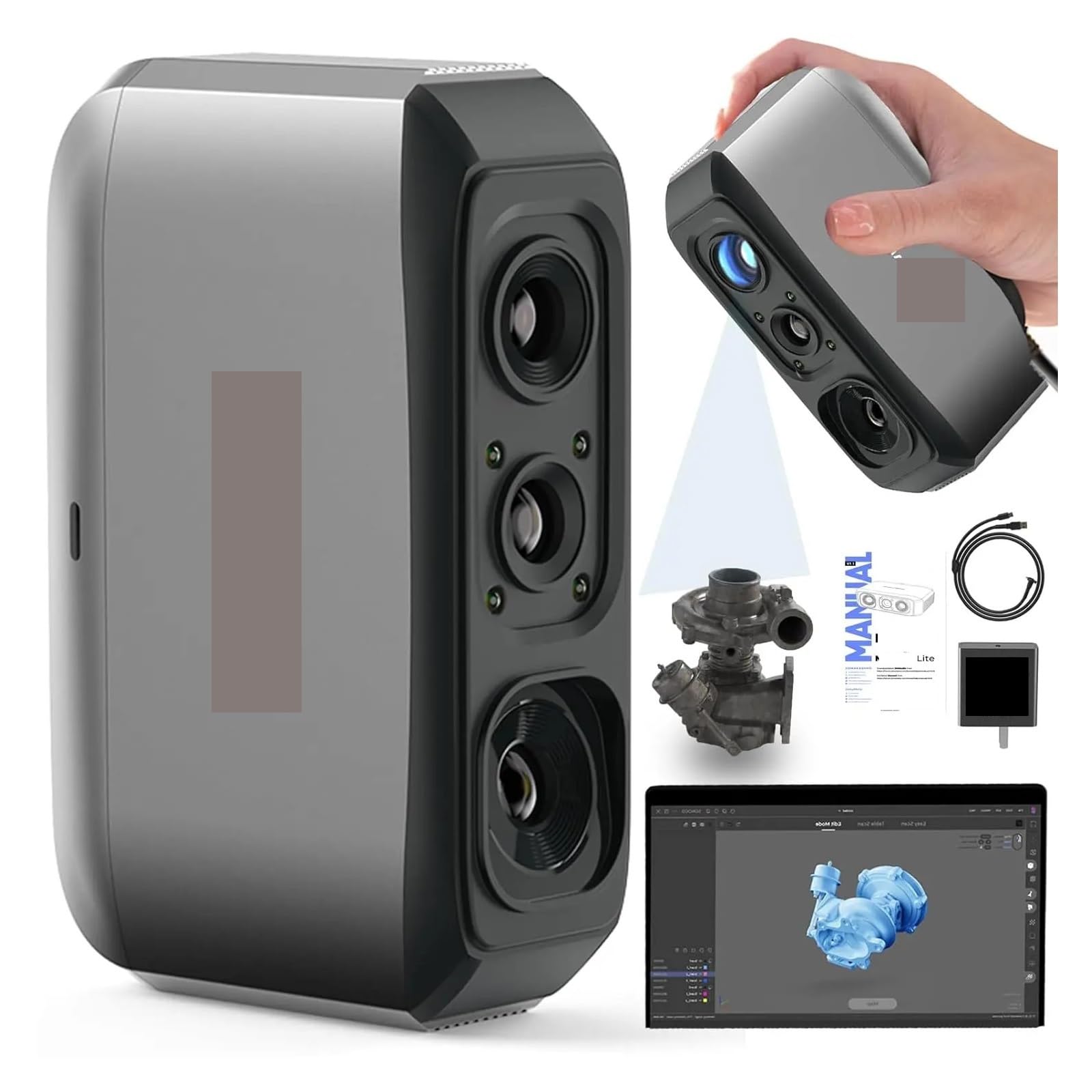 3D-Scanner for 3D-Druck – Zubehör for 3D-Drucker: NIR-Licht & KI-gestützte visuelle Tracking-Technologie, Handscanner