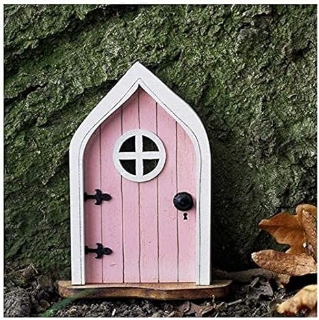 Amazon Fenglisusu 妖精のドアマラの緑 妖精の庭のアクセサリー屋外 ピンクの妖精のドア 妖精のドア 屋外の装飾 おとぎ話のドア 歯の 妖精のドア 妖精の眠っているドアと窓の木の彫像 Color Pink 造花 オンライン通販