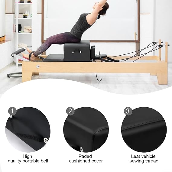 Pilates Reformer Box, Pilates Seat Box with Handle, Pilates Accessories Box for Fitness Stretching Balance Training, Exercises to Advance Range of Motion, Flexibility and Strength
