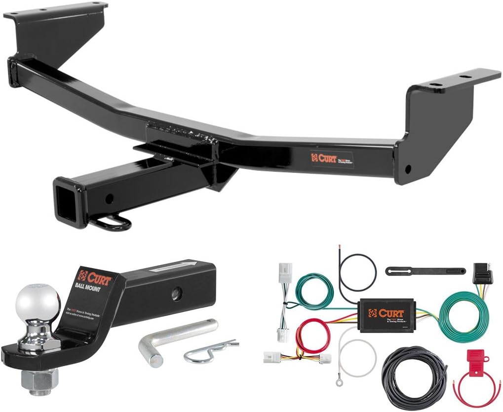 CURT Class 3 Trailer Hitch Tow Package with 2" Ball for 2008-2020 Nissan Rogue (Excluding Krom)