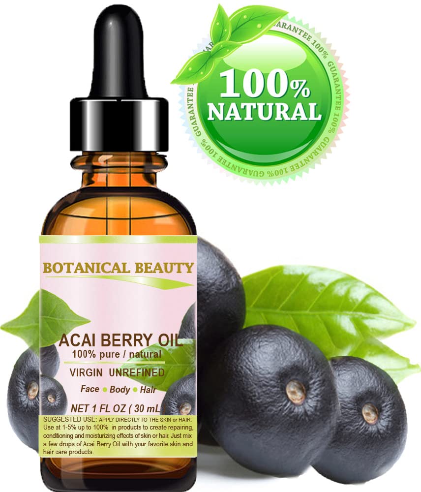 Botanical Beauty‎ ACAI BERRY OIL 100% Pure Natural Virgin Unrefined Cold Pressed Carrier Oil. 1 Fl Oz 30 ml for Face, Skin, Hair, Lip, Nails. Rich in Vitamin E - Image 2