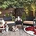 Barton 3 Pieces Bistro Chair Set w/Glass Table Black Outdoor Patio Furniture Wicker Rattan Modern Conversation Chat Seating
