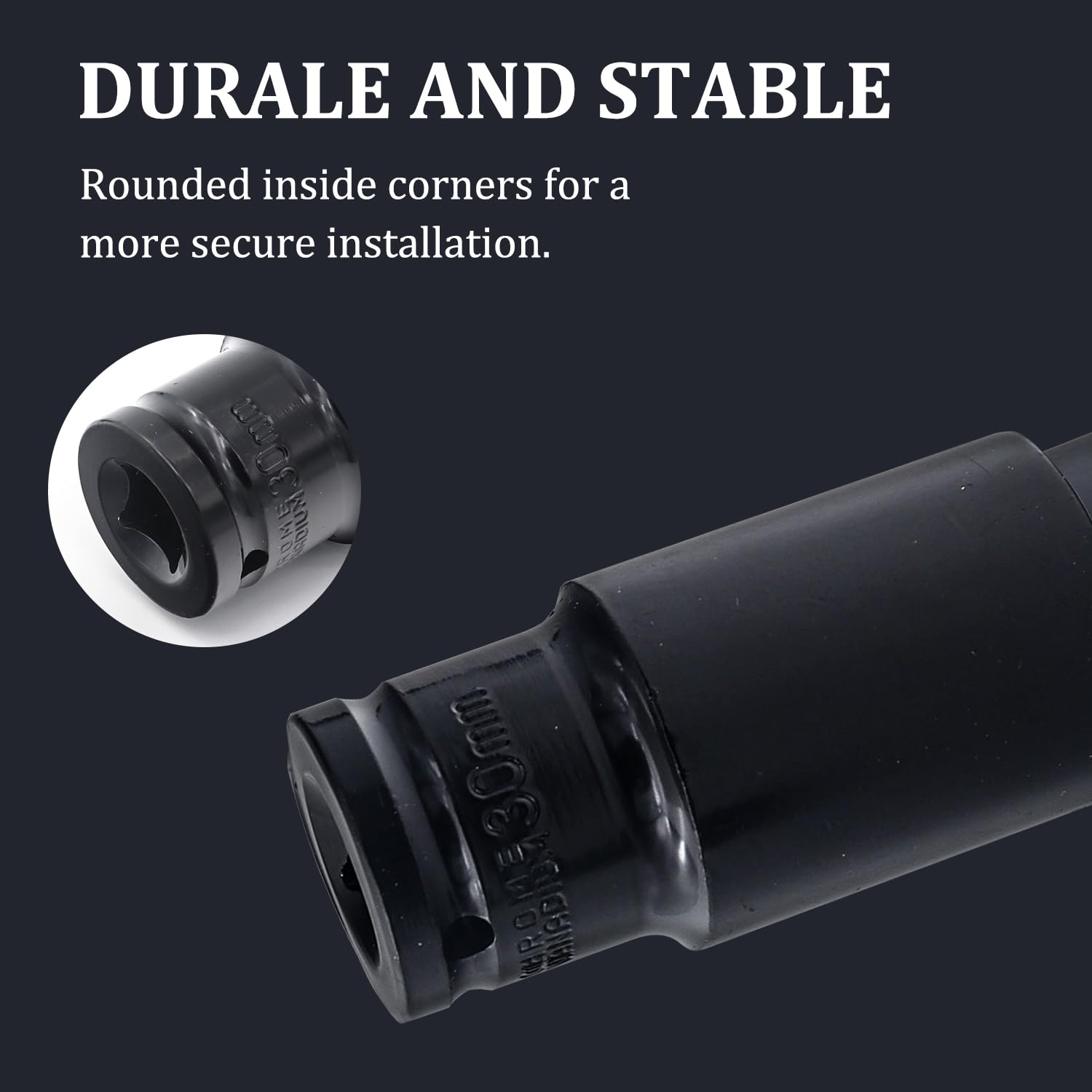 Juttzzei Deep Impact Socket, 1/2 Inch Drive by 30mm, Heat-Treated CR-V Steel Socket with 78mm Length - Image 4