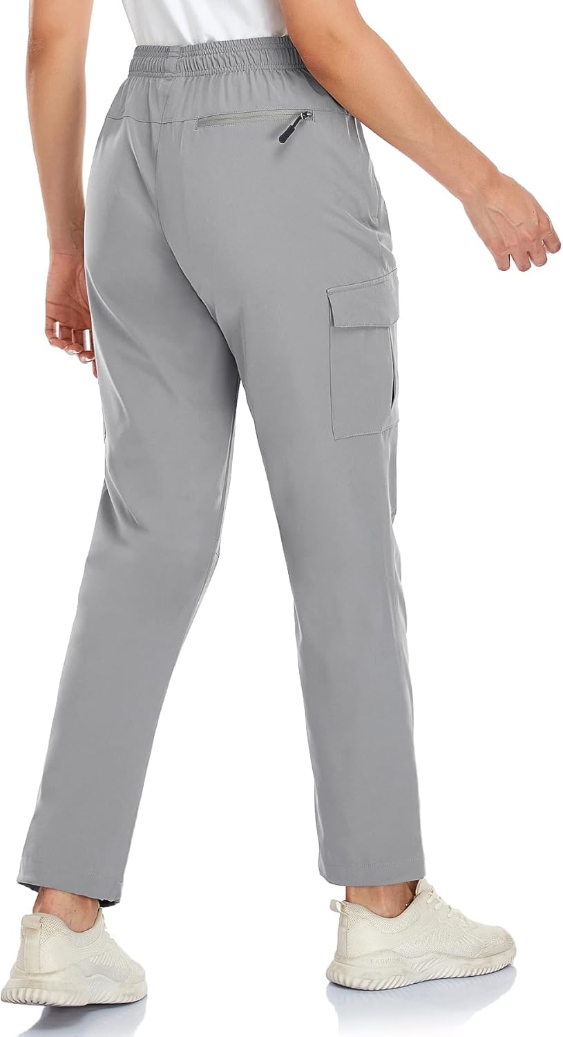Women's Cargo Hiking Pants Camping Fishing Drift Quick Dry Water Resistant UPF50+ Workout Travel Pants 5 Zip Pockets