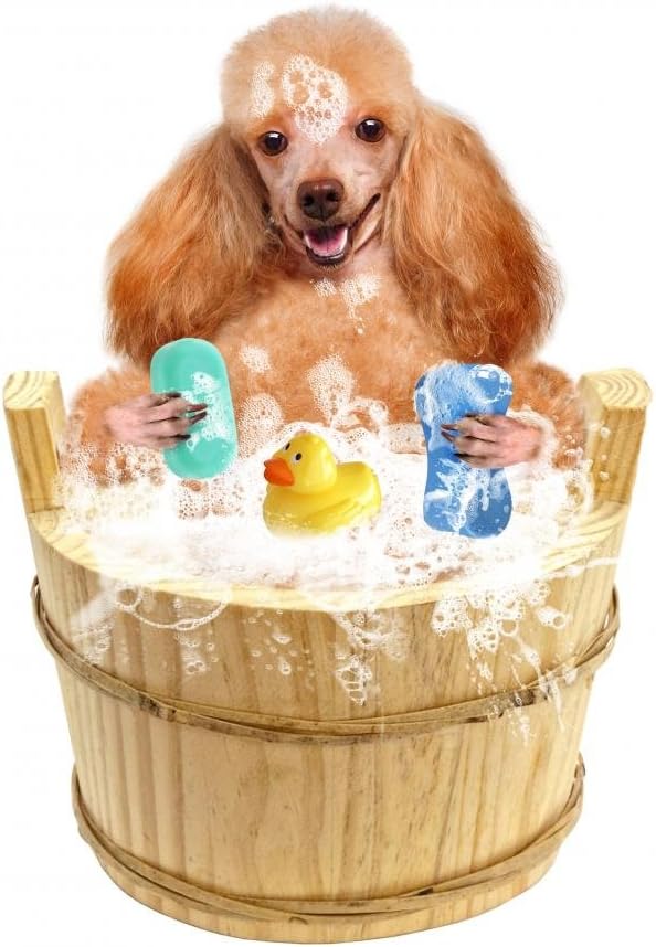 Wallmonkeys Dog Wash Bathing Poodle Wall Decal Peel and Stick Graphic (36 in H x 32 in W) WM338500