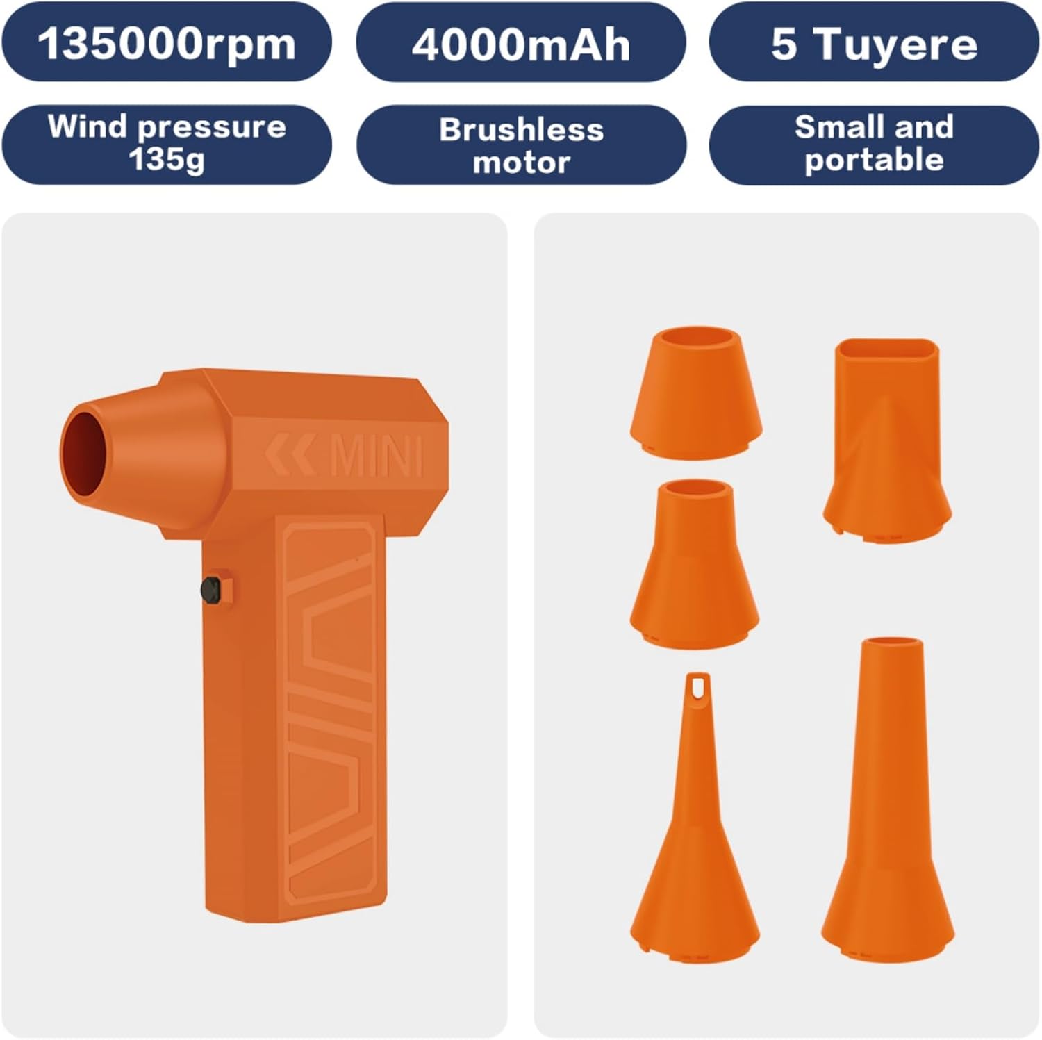 Blower With 5 Nozzles And 10 Brushes 105000RPM Brushless Motor 4 Speed Settings 4000mAh Remover For Home & Workshop ABS Blower For Cleaning