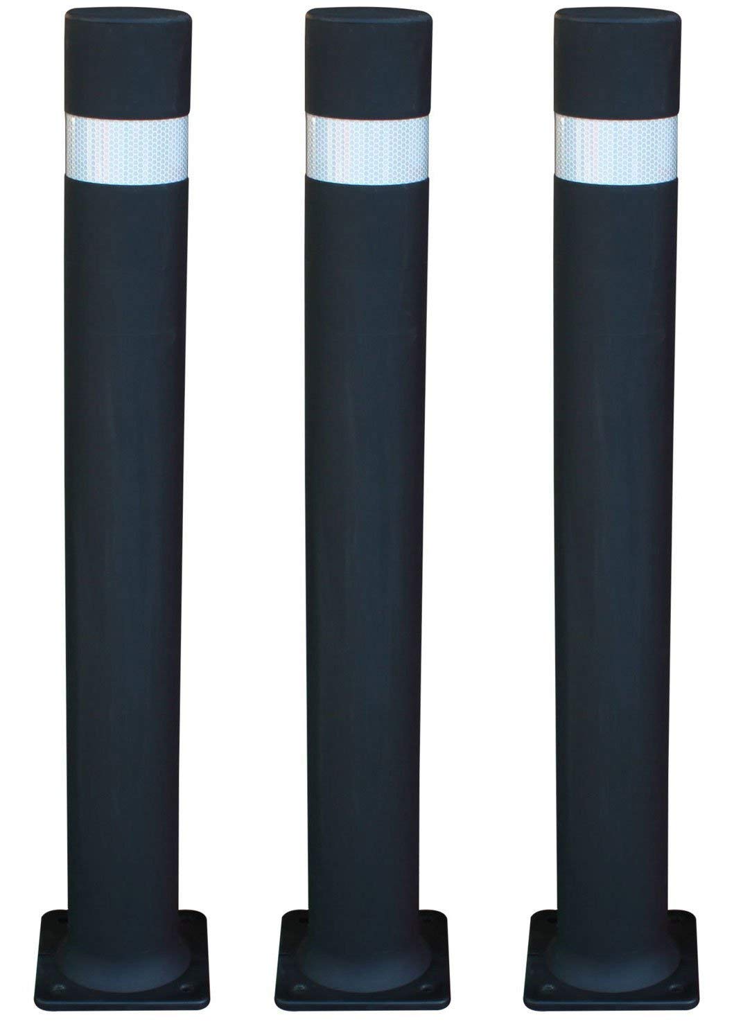 ADO - Pilona bolardo semiflexible polipropileno A-Eco negra ø100 para atornillar a suelo (3- Pilonas)