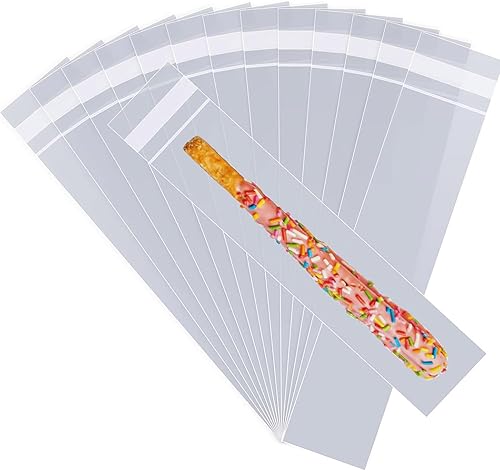 OYAVISR 200 bolsas de celofán transparentes resellables de 1 pulgada x 5 pulgadas de largo, bolsas de golosinas autosellantes, bolsas para galletas