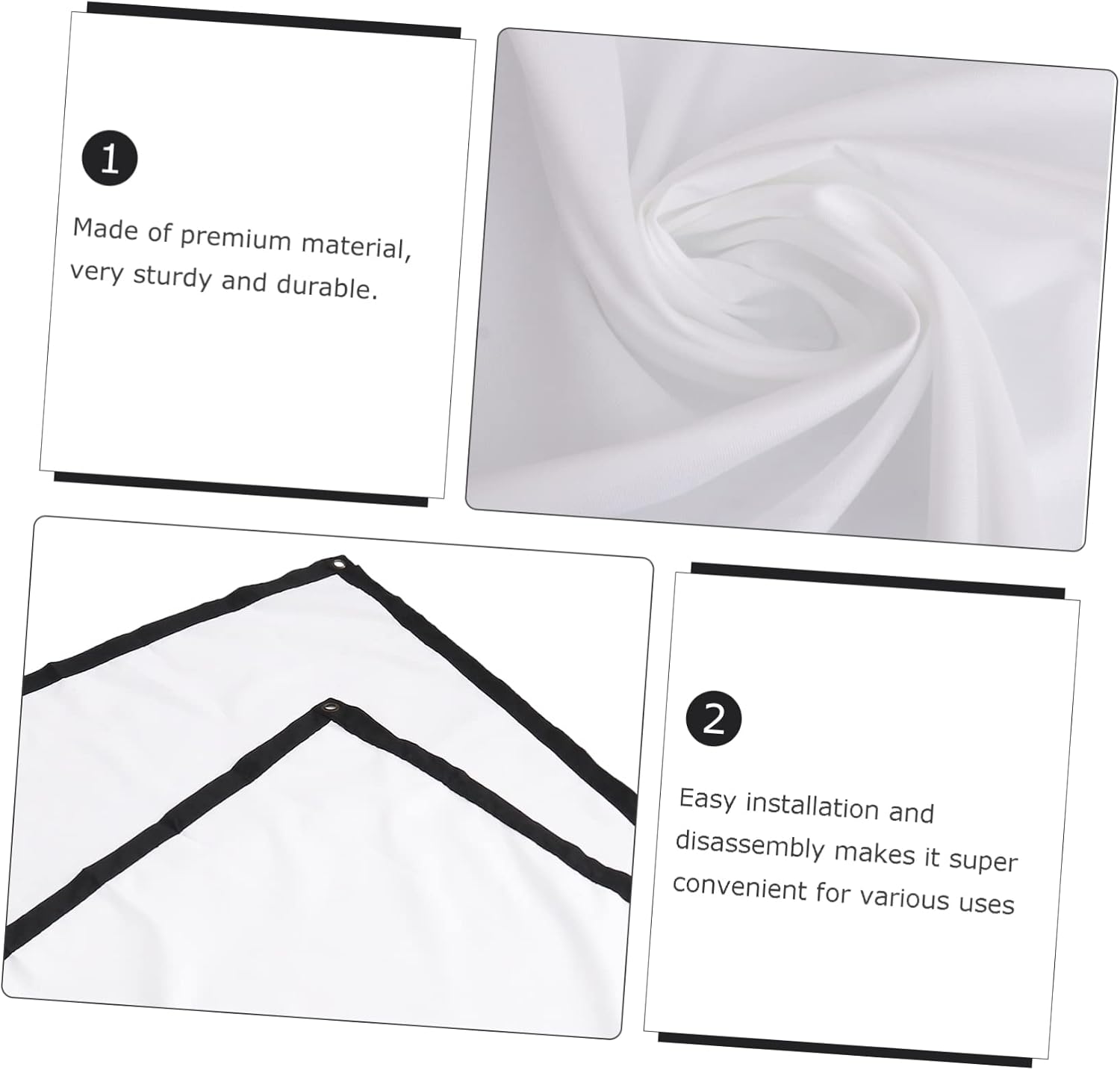 Portable Projection Screen 84 White Fiber Sheet Projector Curtain Perfect Projector Home Theater