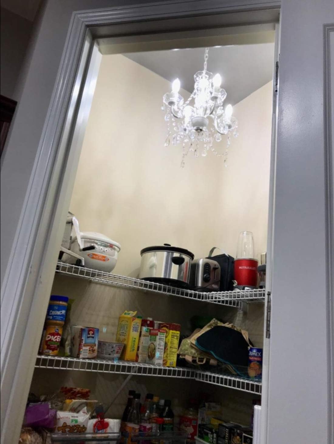 Plug-in 4 Light Crystal White Hanging Swag Chandelier H17.5”xW15”, White Metal Frame with Clear Glass Stem and Clear Acrylic Crystals & Beads That Sparkle Just Like Glass - - 