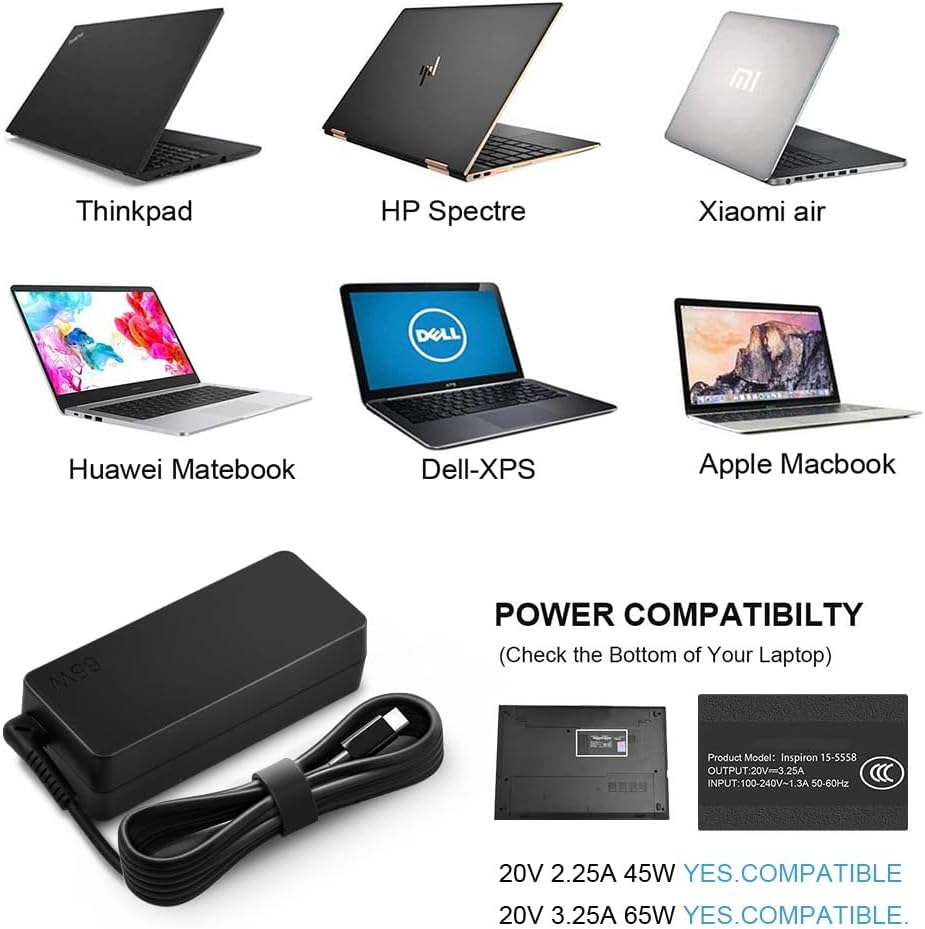 Charger Compatible with Lenovo Laptop Computer Thinkpad Yoga Chromebook USB C Laptop Charger 65W 45W image 6 of 8 B08L4YB3QC