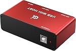 DigitalLife Stand-Alone USB MIDI Host Bridge Box - 1-In/1-Out 5-PIN DIN MIDI Interfaces, LED Indicator, Metal, Red (No computer needed) | USB to 5-PIN DIN MIDI
