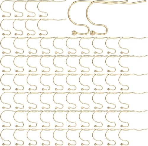 Miniatura 8 de SUNNYCLUE - 1 Caja de 100 Piezas de Ganchos para Pendientes, Hilos de Oro Real Chapados en 18K, Latón con Gancho de Arete Chapado en Platino