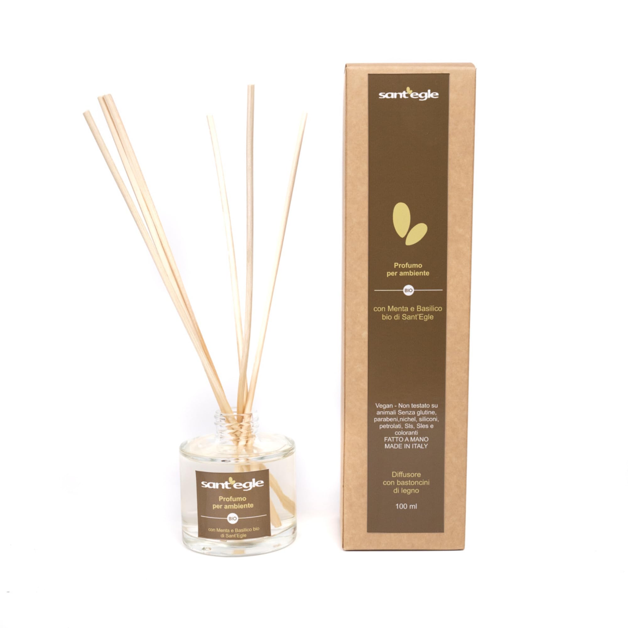 Sant'Egle Ekologiczny dyfuzor do pomieszczeń z patyczkami, miętą i bazylią, 100 ml (1)