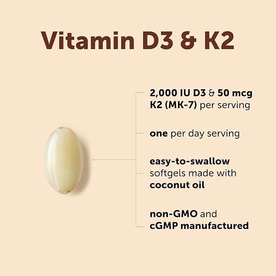 Micro Ingredients Vitamin D3 2,000 IU + K2 MK-7 50 mcg, 300 Softgels | Made with Coconut Oil | 2-in-1 Formula | Easy to Swallow, Non-GMO