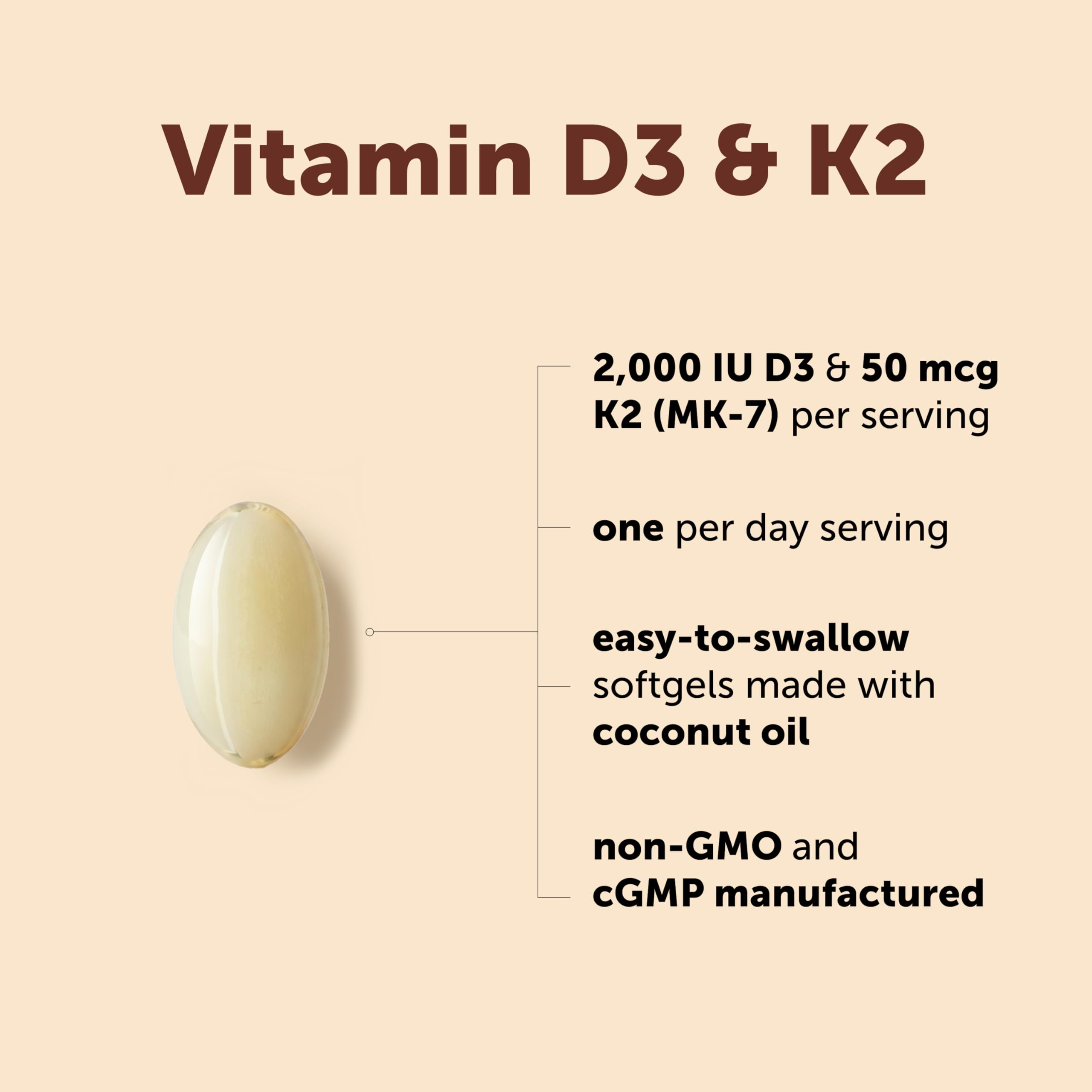 Micro Ingredients Vitamin D3 2,000 IU + K2 MK-7 50 mcg, 300 Softgels | Made with Coconut Oil | 2-in-1 Formula | Easy to Swallow, Non-GMO — Amazon image 3