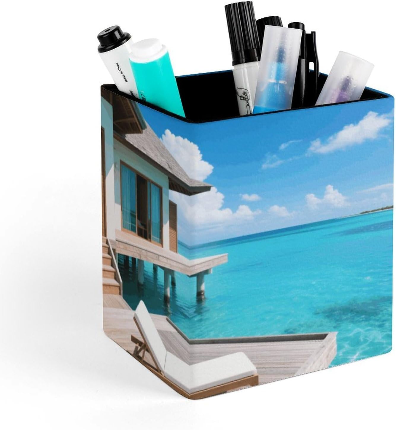 Wooden House Pen Holder Office Supplies for Desk Storage