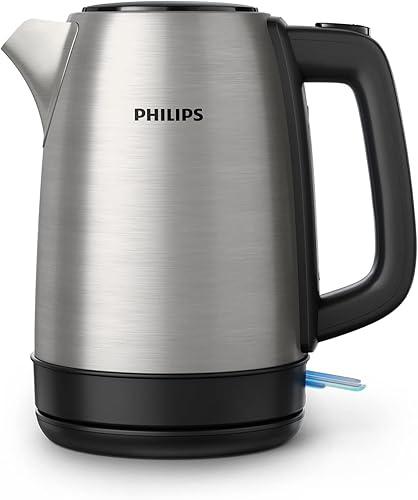 Philips Czajnik Daily Collection, 1,7 l, Wykonany ze szczotkowanej stali nierdzewnej, wskaźnik poziomu wody, Filtr z mikrosiateczką wyłapujący drobne cząsteczki kamienia, stal nierdzewna, HD9350/90