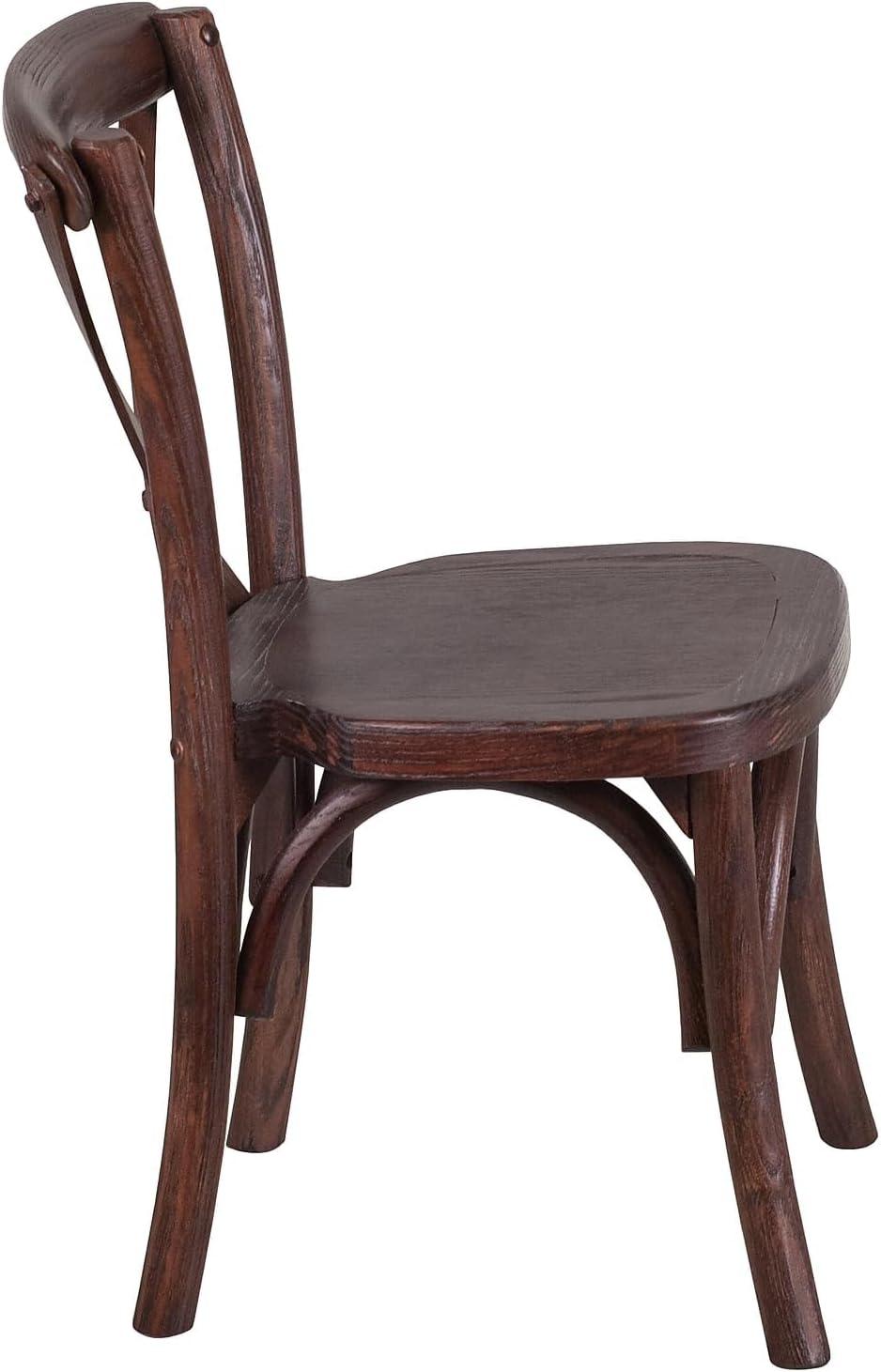 BOWERY HILL Kids Cross Back Chair, Mahogany Finish, Ash Wood Frame, Lightweight Stackable Bistro Style Chair for Baby or Kids Room, Indoor Use, 17.75" H x 24.75" W x 14" D, Durable 200 lb Capacity