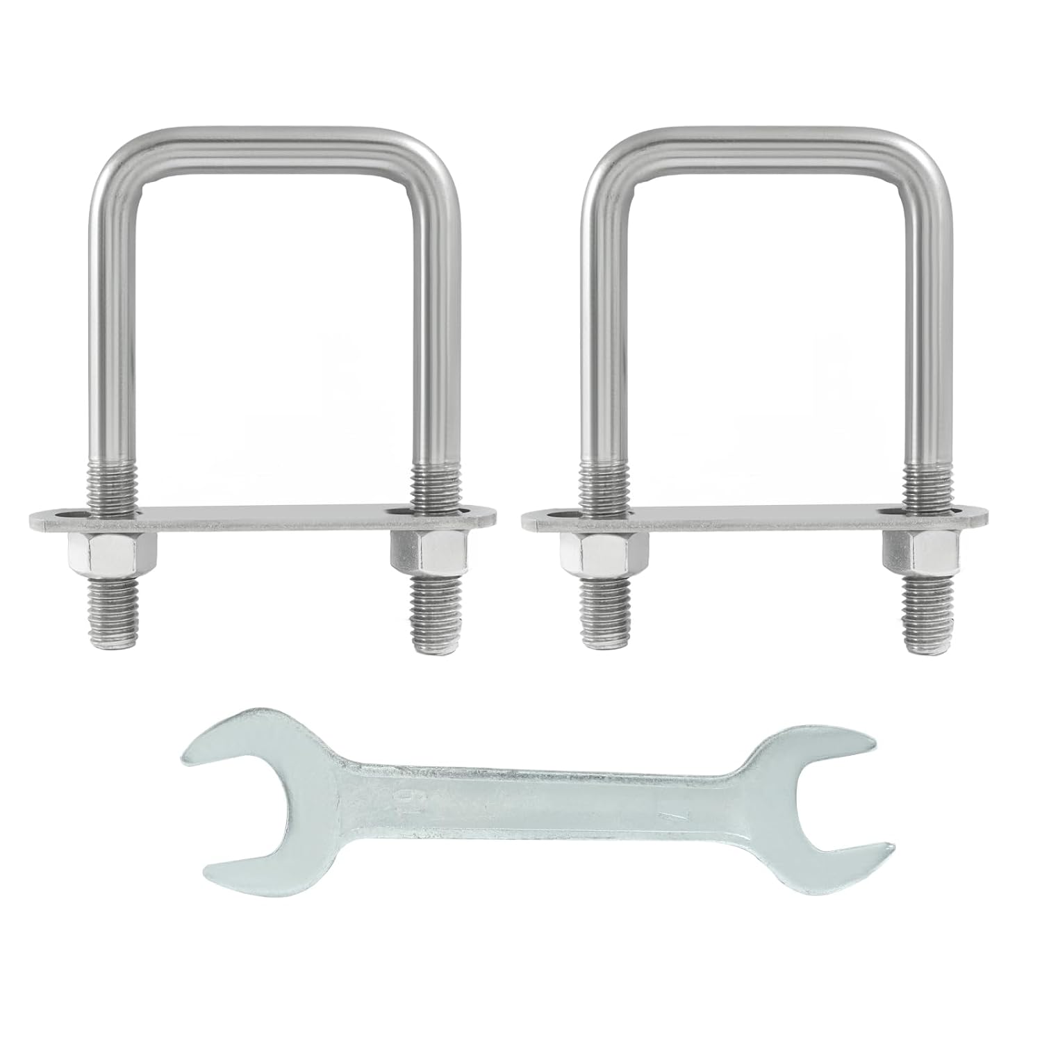 2 Sets M10 Square U-Bolts Kit, M10 x 80mm x 100mm