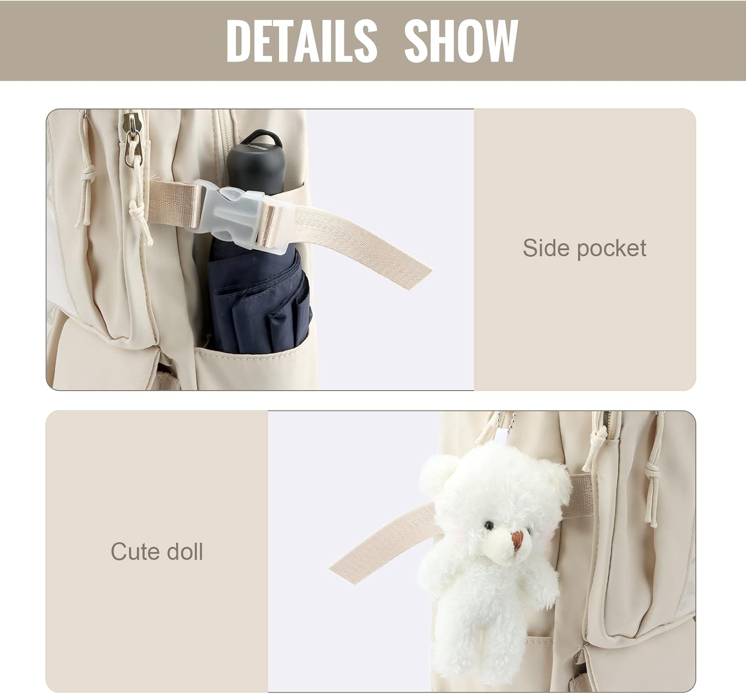 Freie Liebe Kawaii School Backpack for Girls Cute Aesthetic Backpack School Bookbag with Pin and Accessories