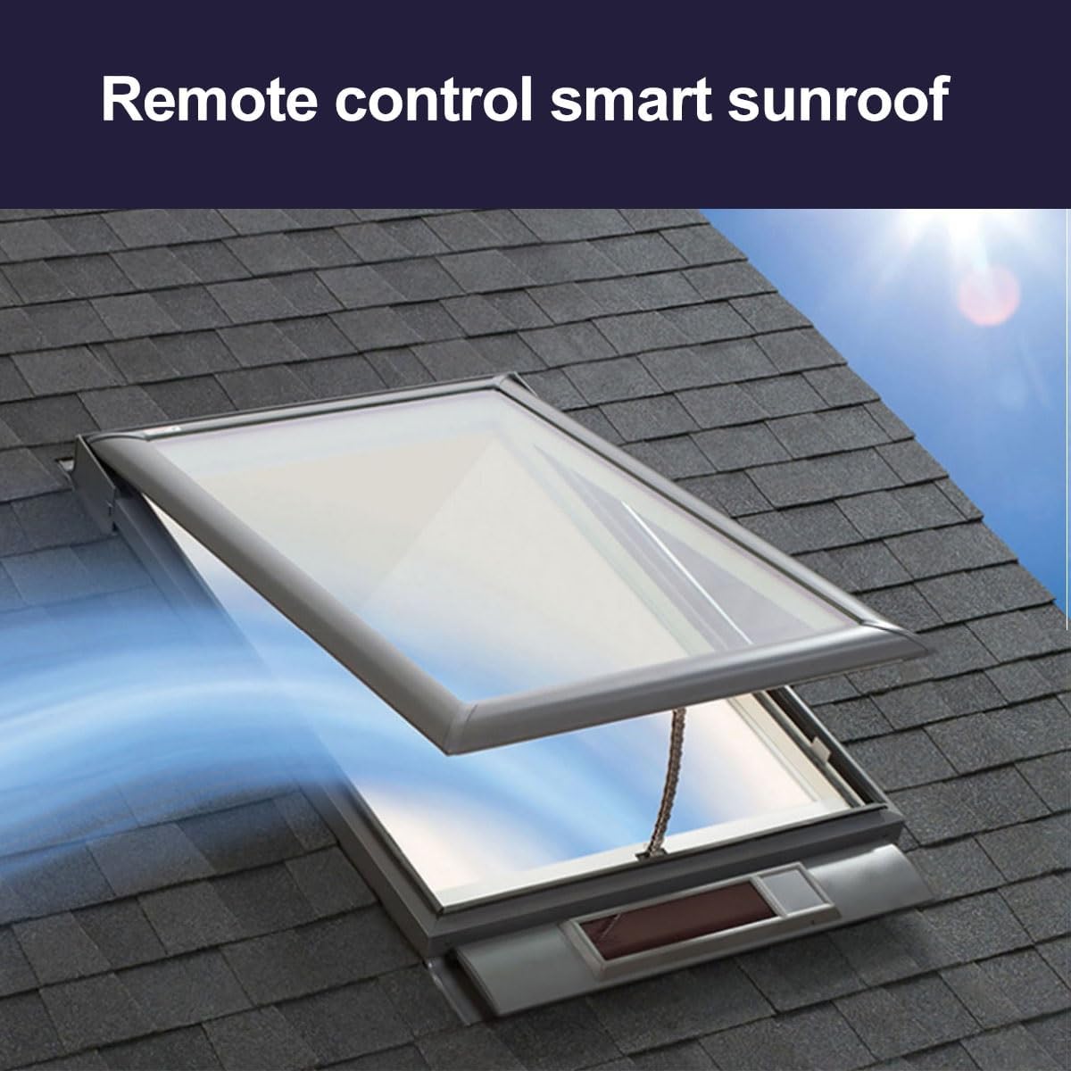 Electrical Skylight, Clear Roof Window for Shed, Durable Aluminum Alloy Egress Attic Basement Manual Venting Deck for Attic/Sun Room(39x39in)