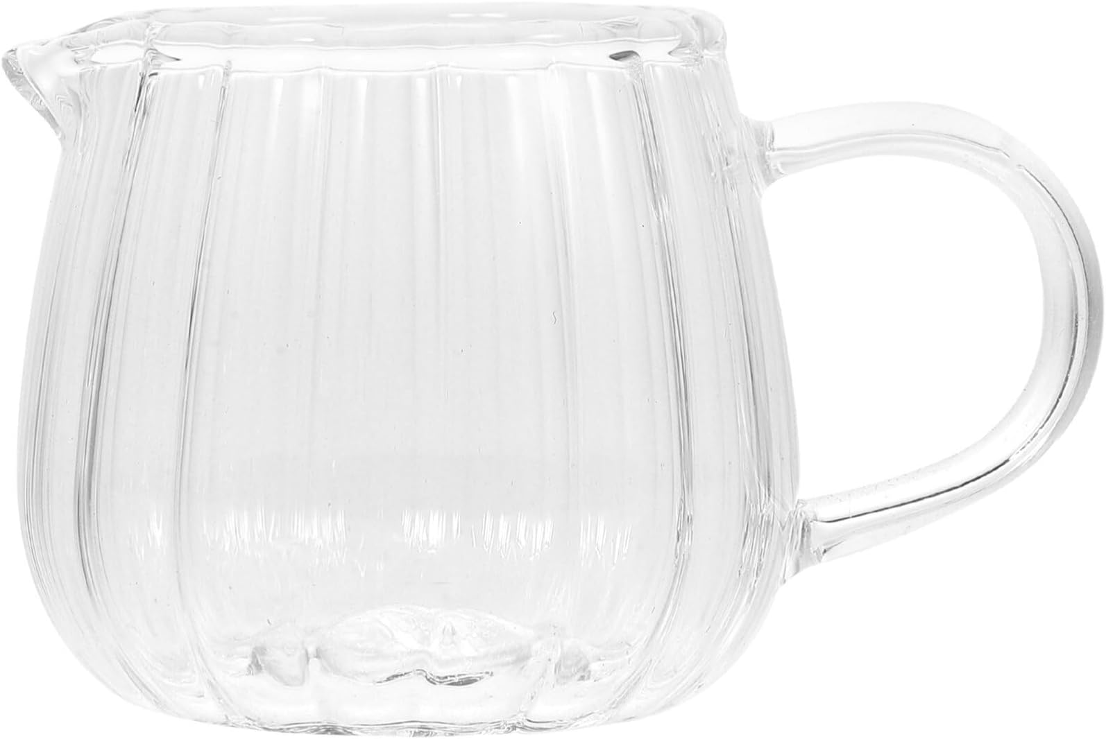 Luxshiny Mini Creamer Pitcher Glass Creamer Pitcher, Wave Shaped Coffee Milk Creamer Pitcher Serving Pitcher Sauce Pitcher Milk Creamer Jug for Kitchen (60ml) Glass Creamer Cup