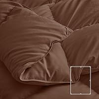 Vista 4 de zzlamb - Edredón ligero de plumas sintético, relleno de edredón cálido para todas las estaciones, duradero y suave, plumón con pestañas en las Marrón