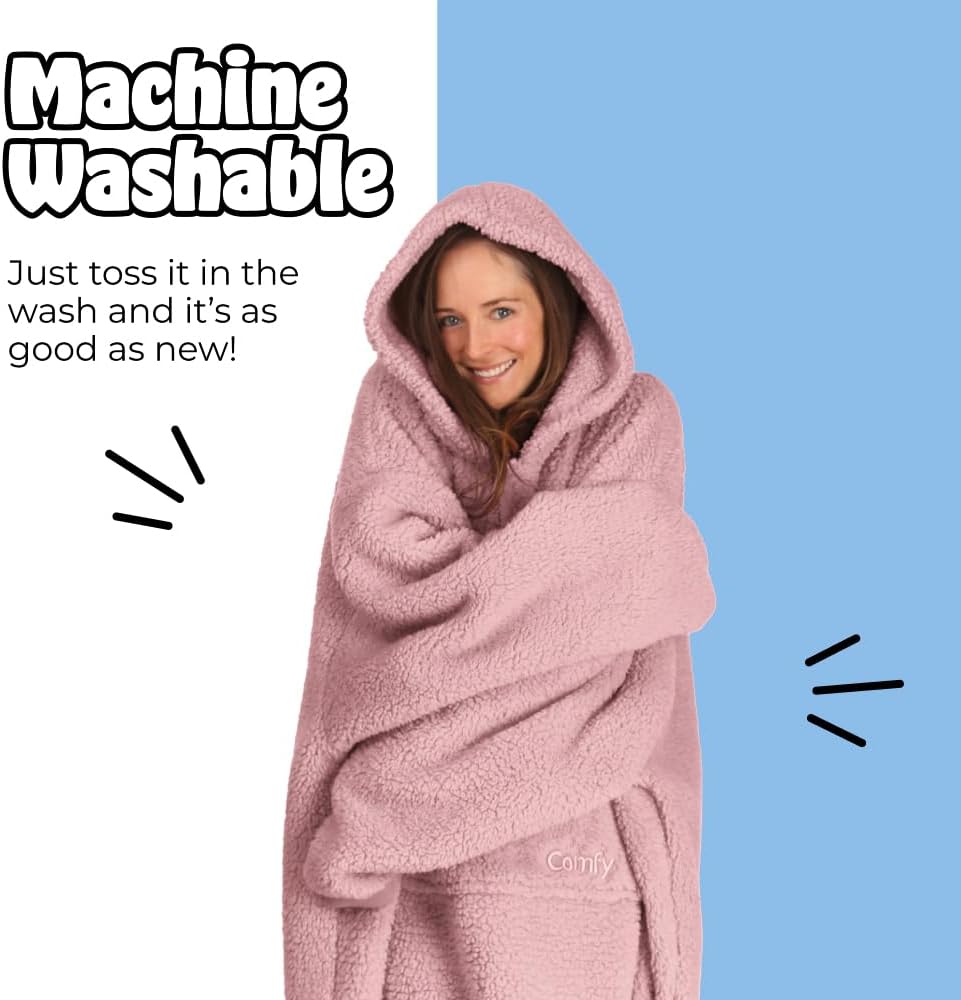 THE COMFY Teddy Bear Quarter-Zip|Oversized All Sherpa Wearable Blanket With Zipper, Seen On Shark Tank - Image 7