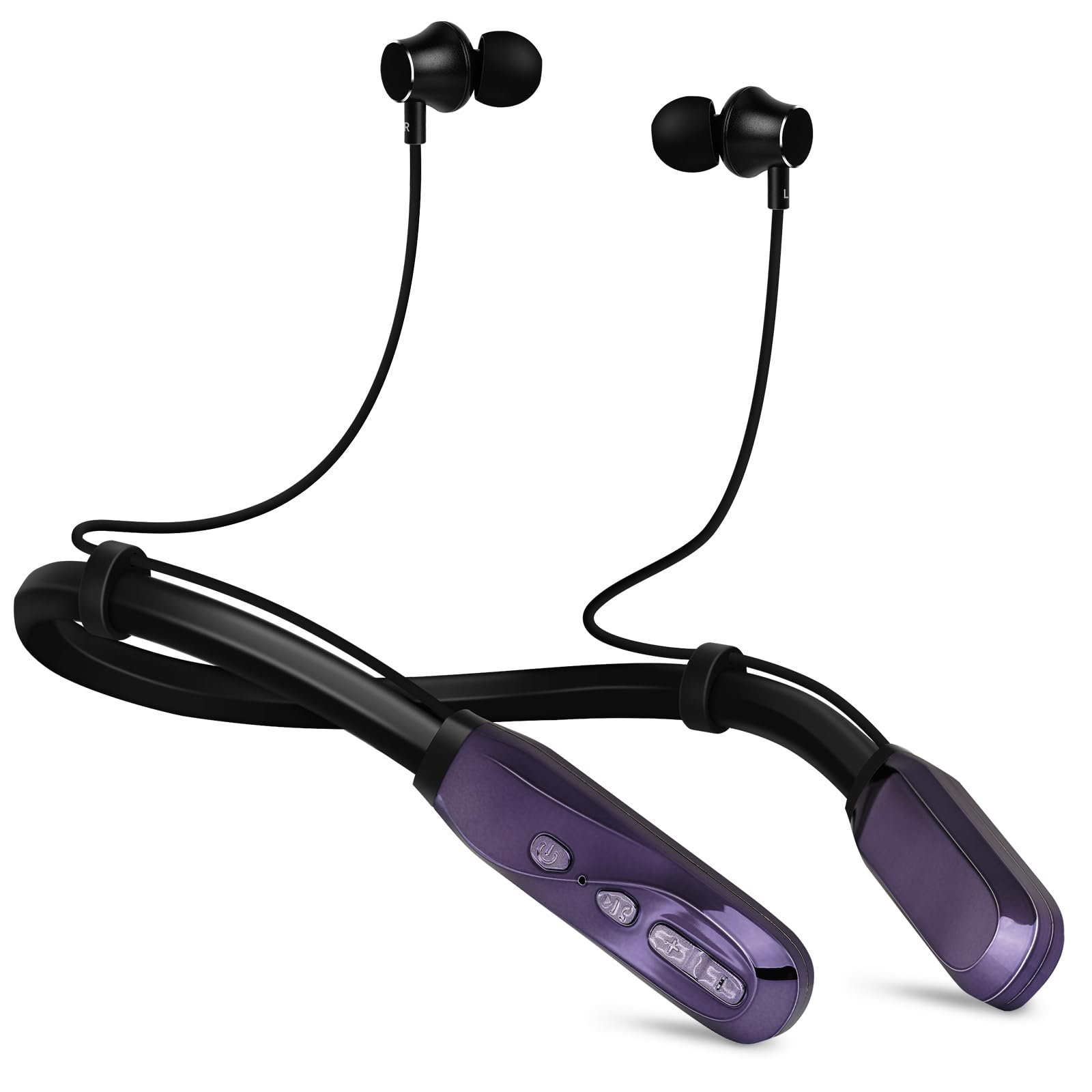 Neckband Bluetooth Headphones, 120H Long Playtime Wireless Stereo Neckband Earbuds with Microphone, Waterproof Around The Neck Headphones in Ear Headset for Sports/Workout/Office (Purple)