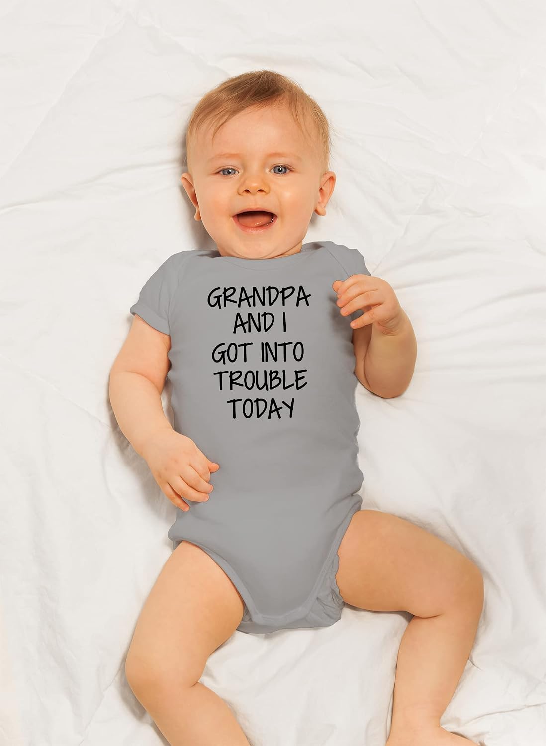CBTwear Grandpa and I Got Into Trouble Today - Baby Clothes - Funny Newborn Bodysuit Outfits for Boys and Girls