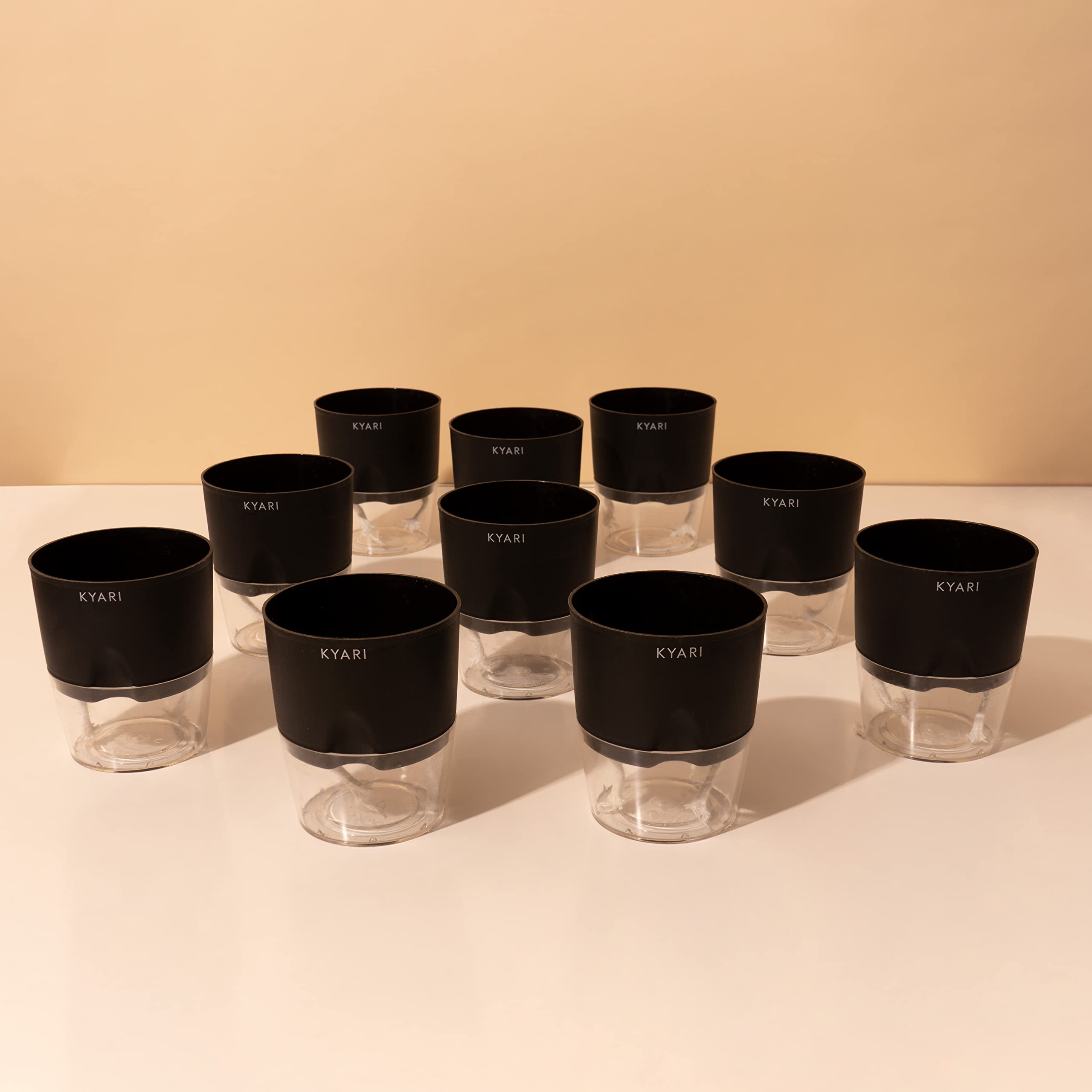 KYARI Combo of 10 Black Self-Watering Pots for indoor plants, Best Flower Pots & Planters for Home Decor, Living Room, Kitchen, Bedroom, Table Top, Office, Gifting | Plants not included (B0BTVVRRLV) Amazon Price History, Amazon Price Tracker